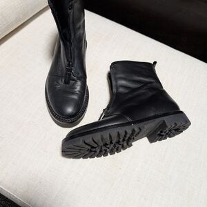 VINCE Waterproof Black Leather Ankle Boots